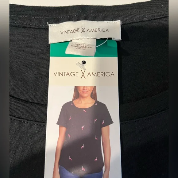 Vintage America Medium Weight Easy Fit Cotton Blend Embroidered Jersey Top - Picture 12 of 13